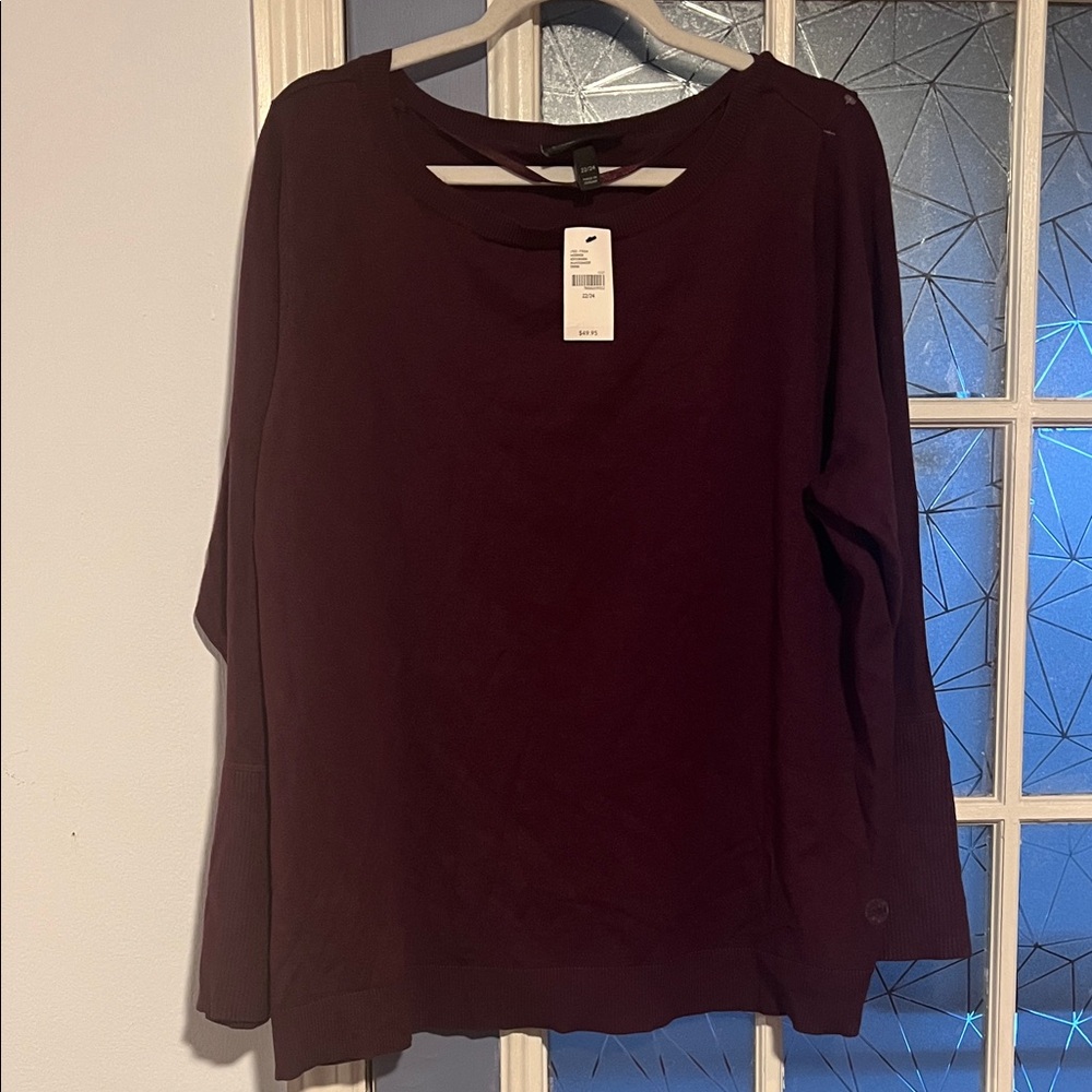 Lane Bryant Deep Burgundy Long Sleeve Top 22/24 NWT